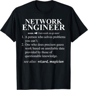 Network Engineer Funny Dictionary Noun Definition T-Shirt - T-Shirt | Black