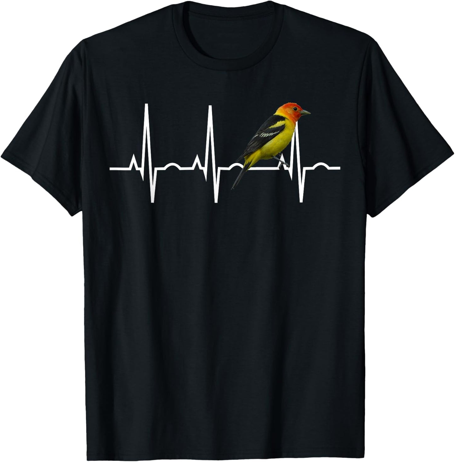 Western Tanager Shirt Songbird Heartbeat Birder Gift T-Shirt - T-Shirt | Black