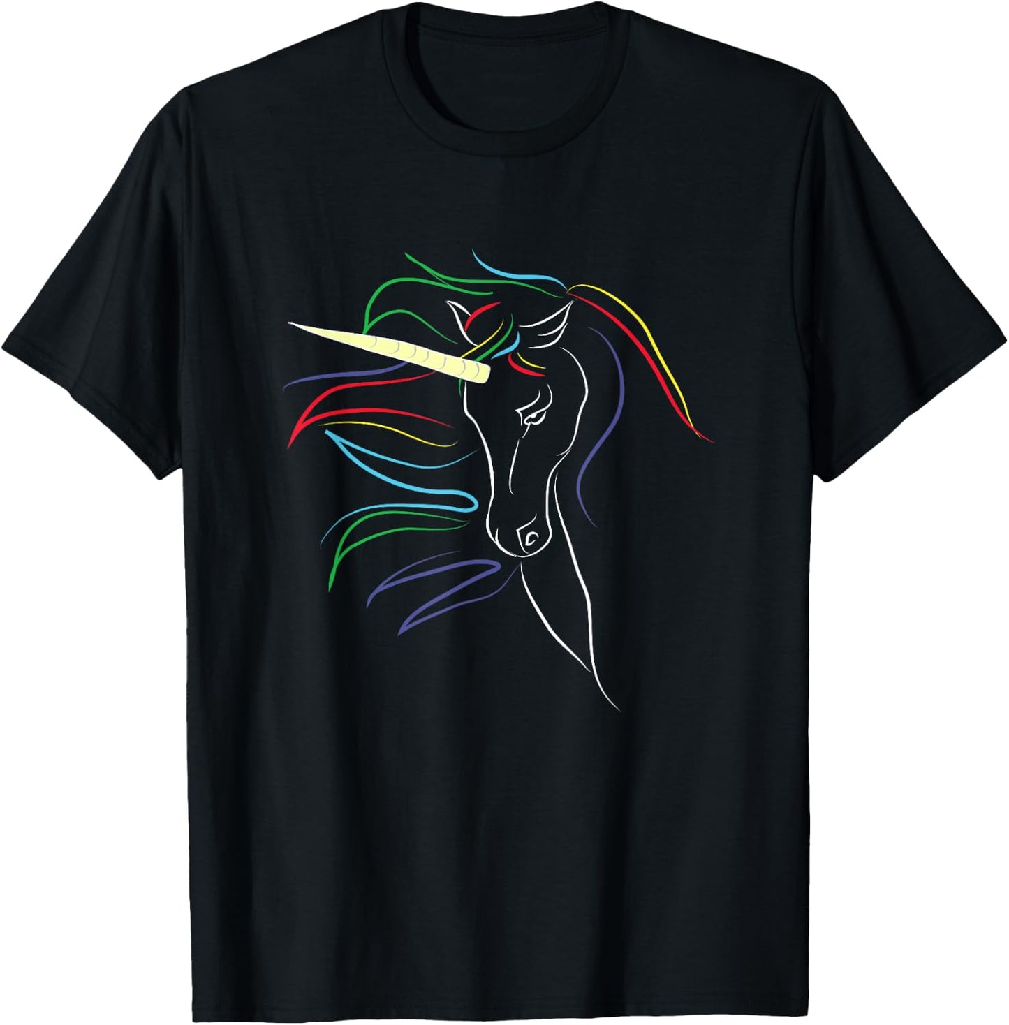 Colourful Fantasy Myth Adult Unicorn T-Shirt - T-Shirt | Black
