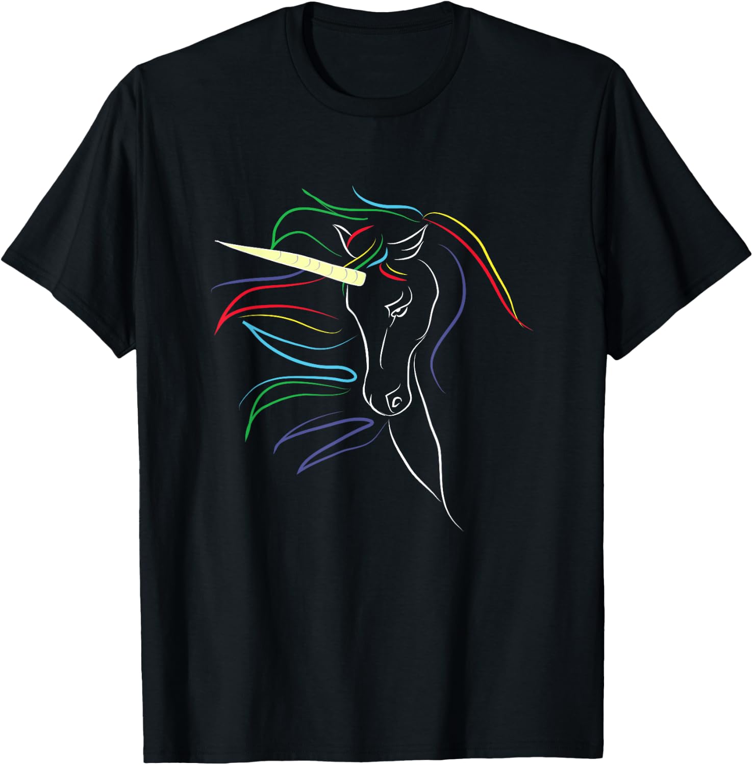 Colourful Fantasy Myth Adult Unicorn T-Shirt - T-Shirt | Black