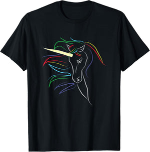 Colourful Fantasy Myth Adult Unicorn T-Shirt - T-Shirt | Black