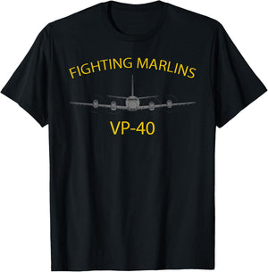 VP-40 "Fighting Marlins" P-3 Orion Patrol Squadron T-Shirt - T-Shirt | Black