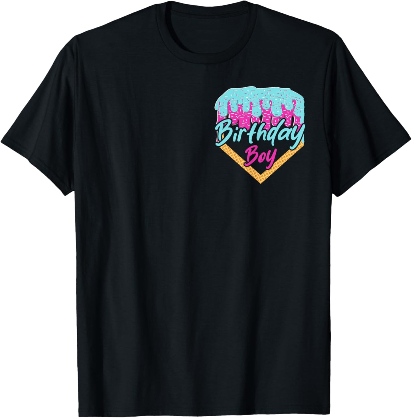 Baseball 3 Year Old Ice Cream Drip 3rd Birthday Boy Number 3 T-Shirt - T-Shirt | Black