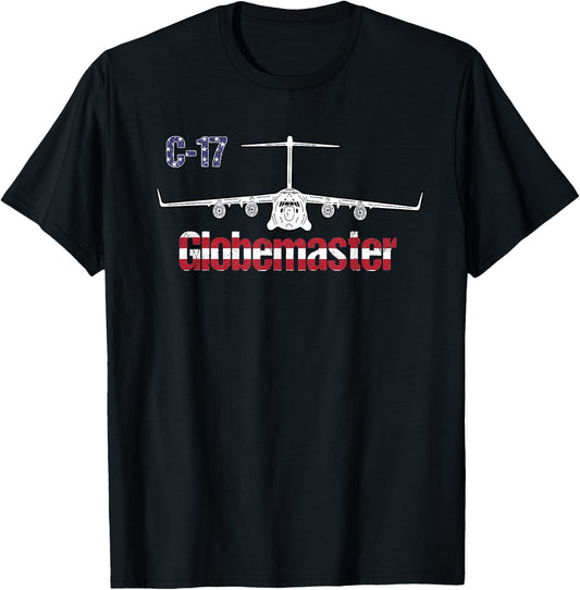C17 Globemaster: Air Force Pilot Gifts American Flag Women Kids Men T-Shirt - T-Shirt | Black