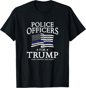 Police Officers for Trump Thin Blue Line Flag T-Shirt - T-Shirt | Black