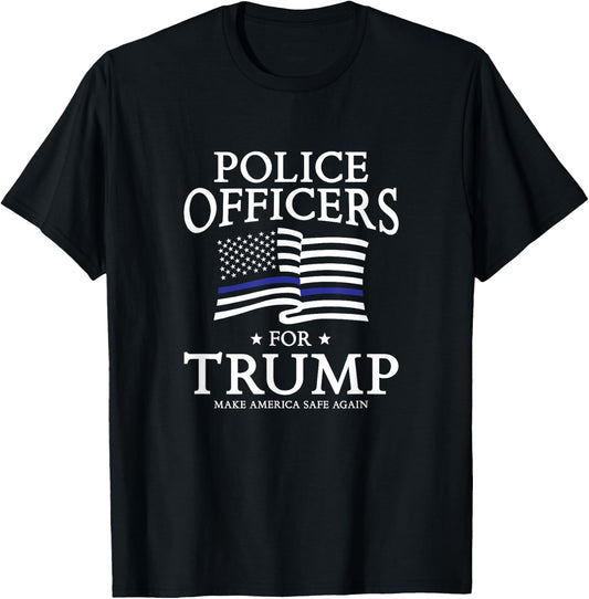 Police Officers for Trump Thin Blue Line Flag T-Shirt - T-Shirt | Black