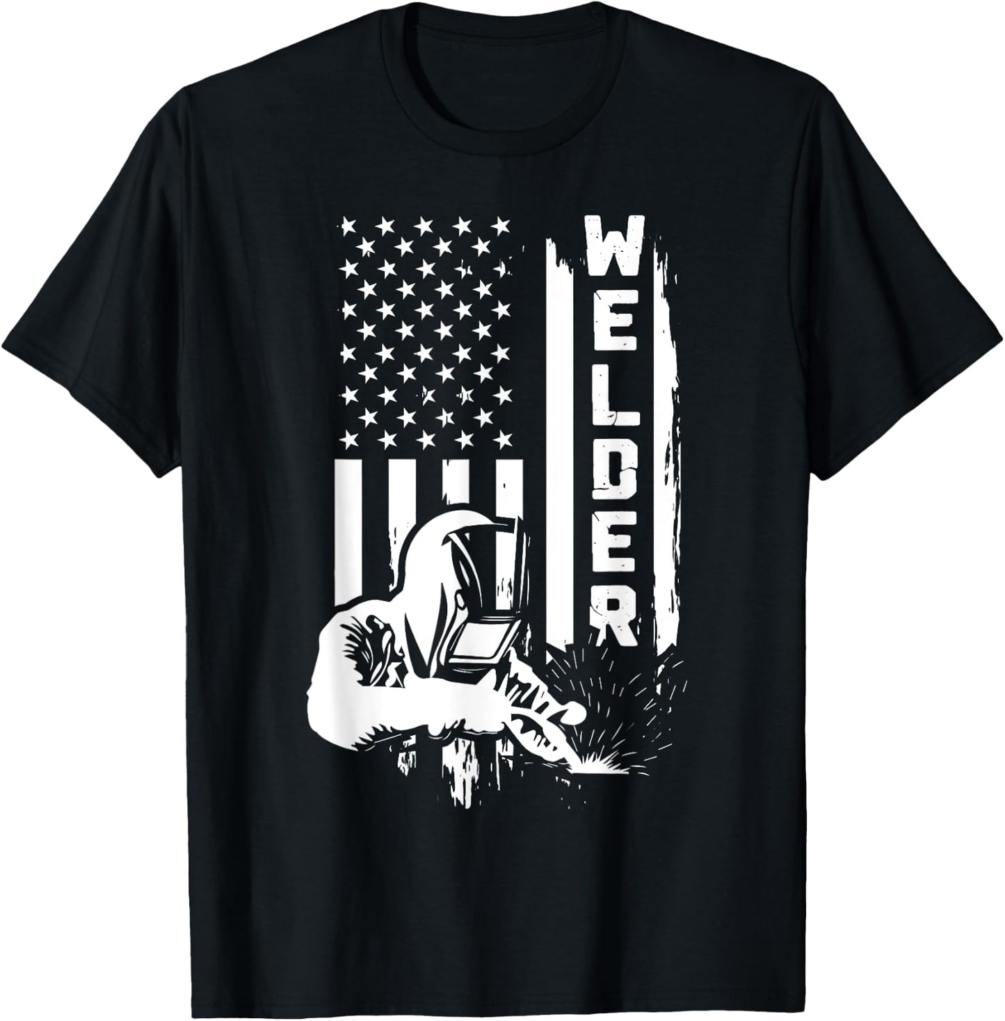 American Flag Welder Funny USA 4th of July Welding Job Lover T-Shirt - T-Shirt | Black