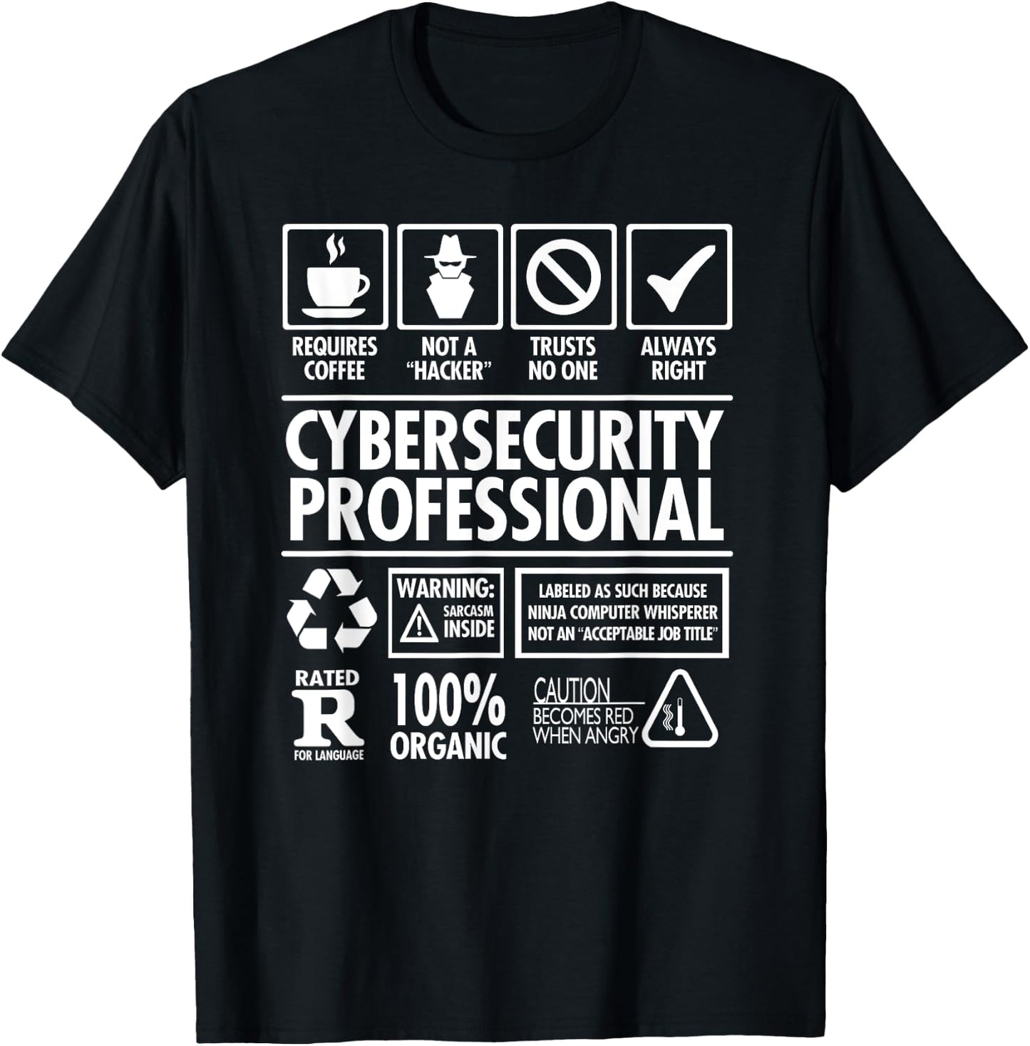 Nerdshizzle Cybersecurity Professional 'Not a Hacker' Funny Job T-Shirt - T-Shirt | Black