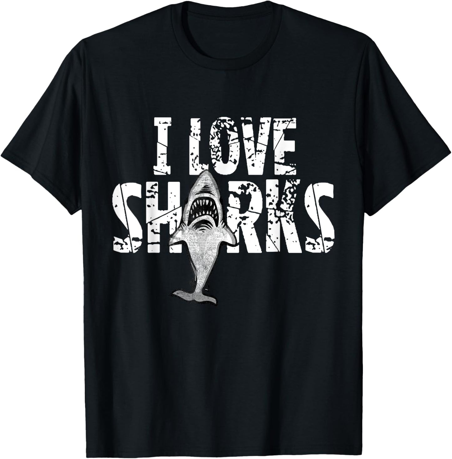 I Love Sharks Shirt - Shark Lovers Shirt and Gift T-Shirt - T-Shirt | Black