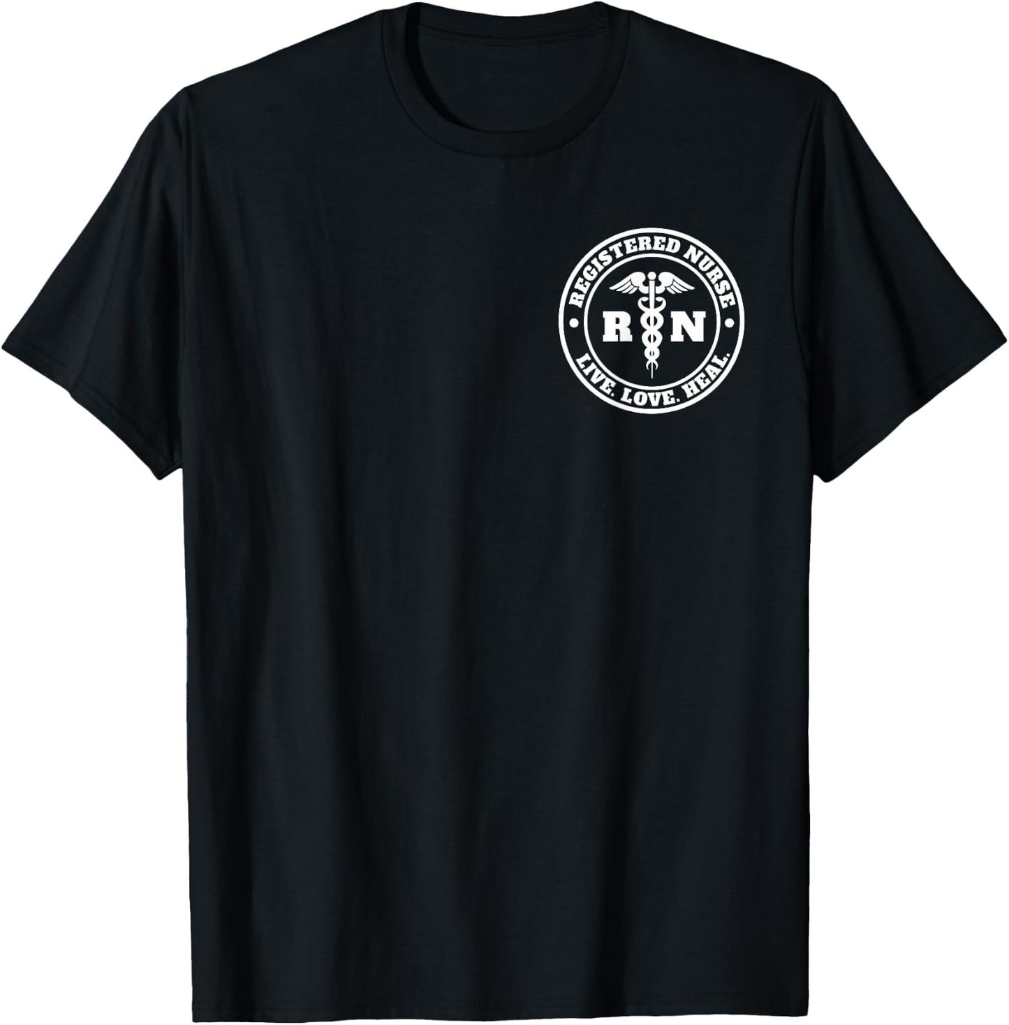 Registered Nurse Live Love Heal Pocket Logo RN Shirt T-Shirt - T-Shirt | Black
