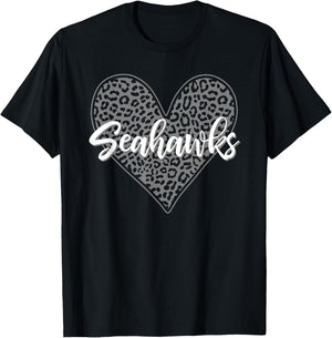 Seahawks Southside Leopard Heart Pattern HS T-Shirt - T-Shirt | Black