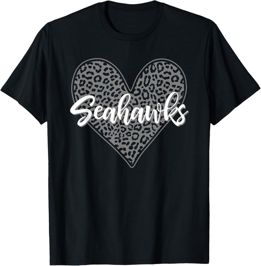 Seahawks Southside Leopard Heart Pattern HS T-Shirt - T-Shirt | Black