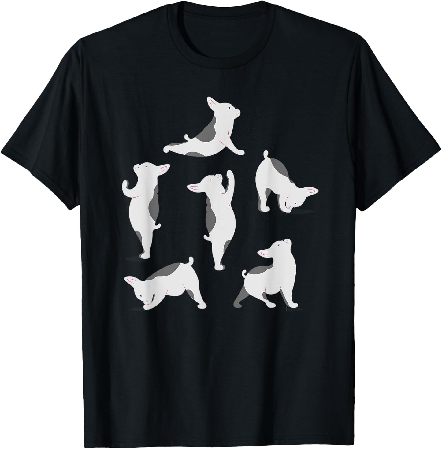 French Bulldog Yoga Poses Funny Cute Frenchie Dog Lover Men Women Girls Kids T-Shirt - T-Shirt | Black