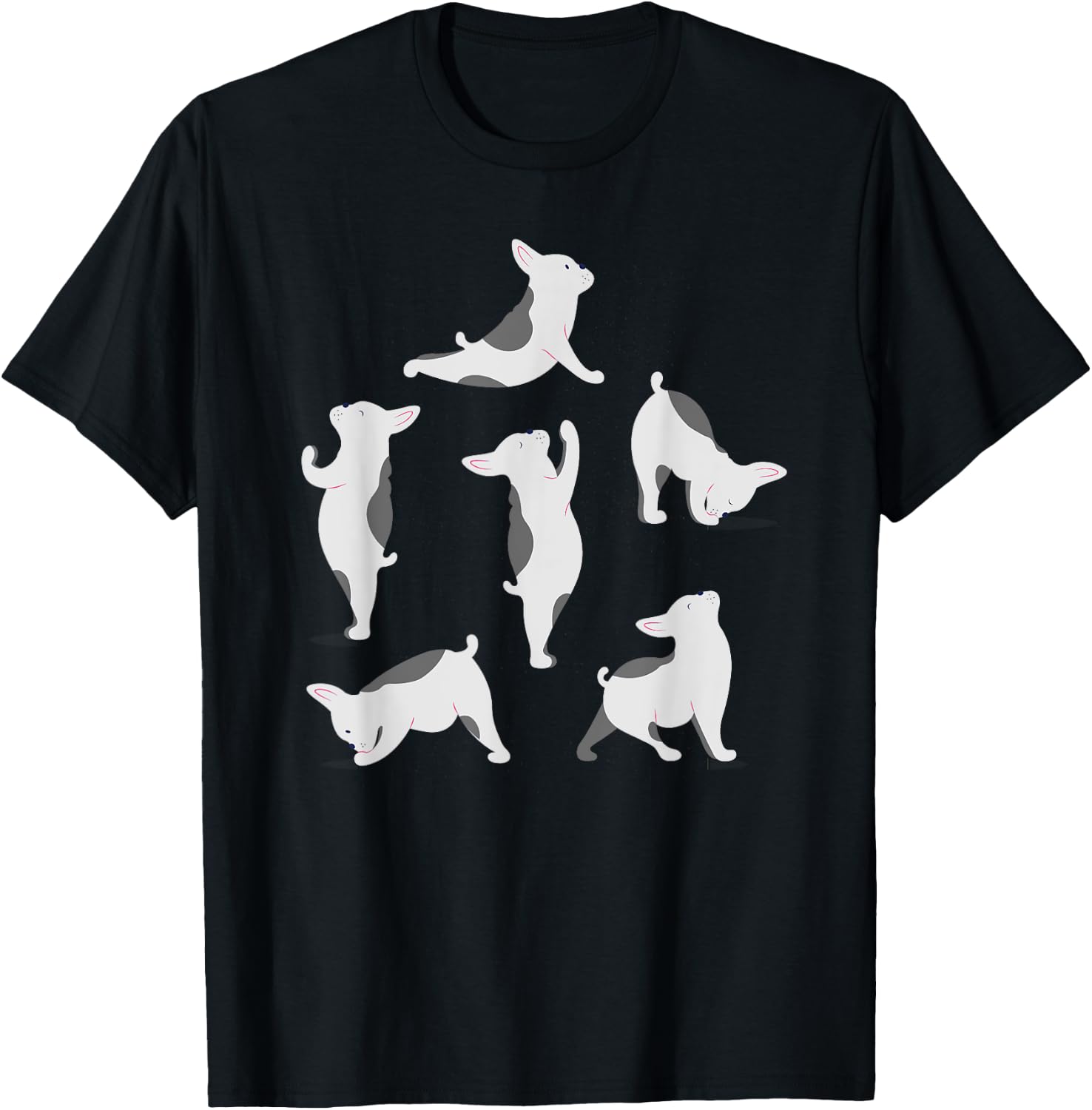 French Bulldog Yoga Poses Funny Cute Frenchie Dog Lover Men Women Girls Kids T-Shirt - T-Shirt | Black