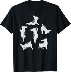 French Bulldog Yoga Poses Funny Cute Frenchie Dog Lover Men Women Girls Kids T-Shirt - T-Shirt | Black