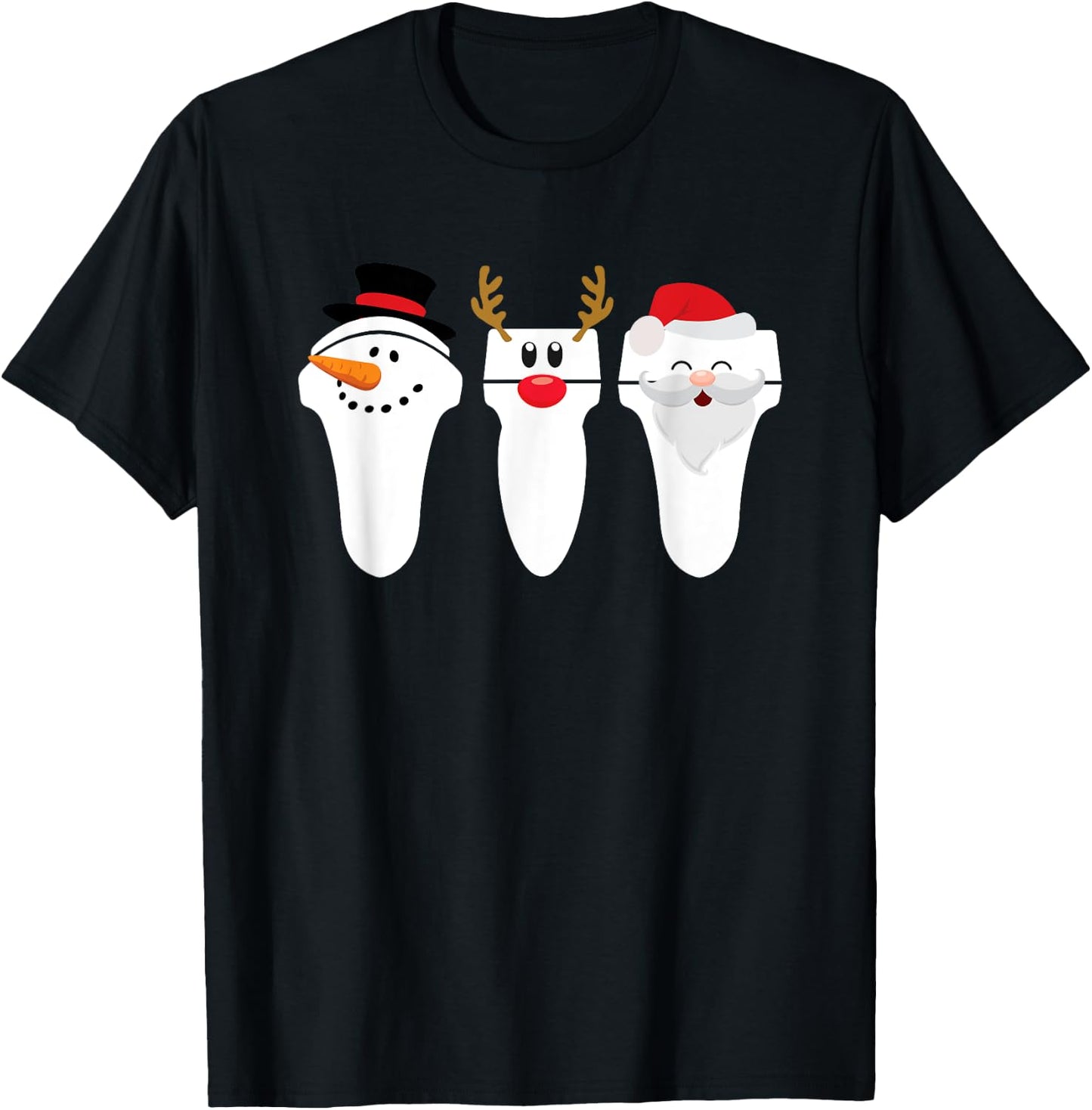 Sonograph Christmas Santa Snowman Reindeer T-Shirt - T-Shirt | Black