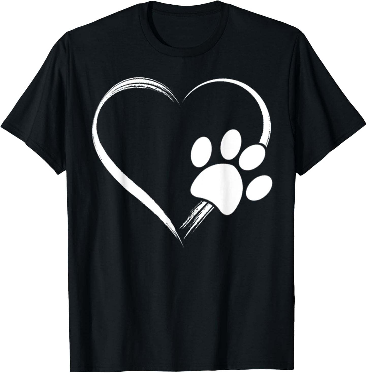 Dog Paw Print Heart Shirt Dog Lover Owner Gift Mom & Dad T-Shirt - T-Shirt | Black