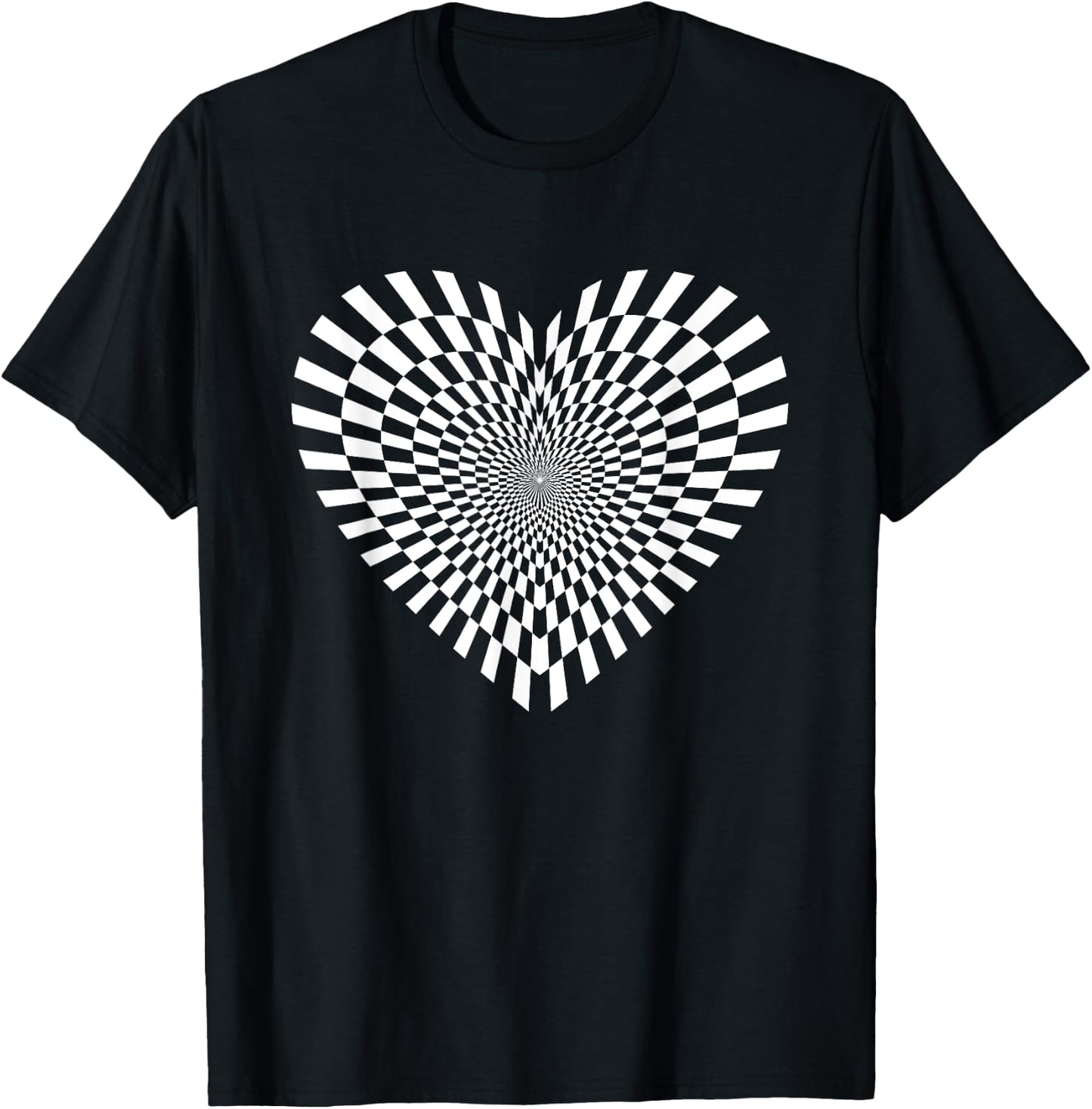 Cool Crazy Retro Valentine Sweet Heart Cute Fun Optical Art T-Shirt - T-Shirt | Black