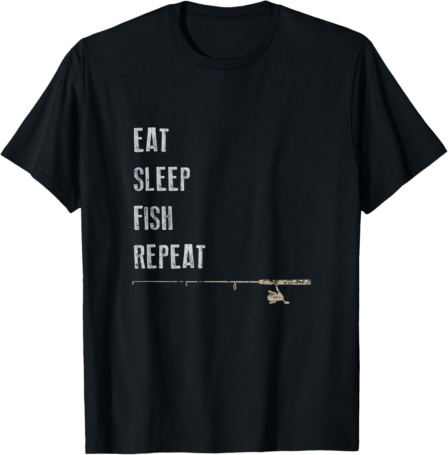 Eat Sleep Fish Repeat Funny Fishing Father's Day Gift T-Shirt - T-Shirt | Black