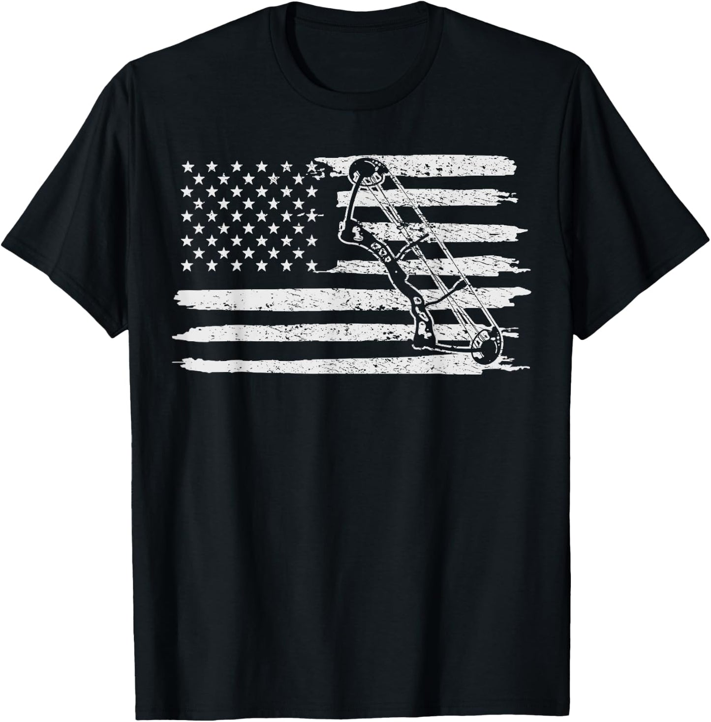 Archery Bow Hunting USA Flag 4th Of July Vintage T-Shirt - T-Shirt | Black
