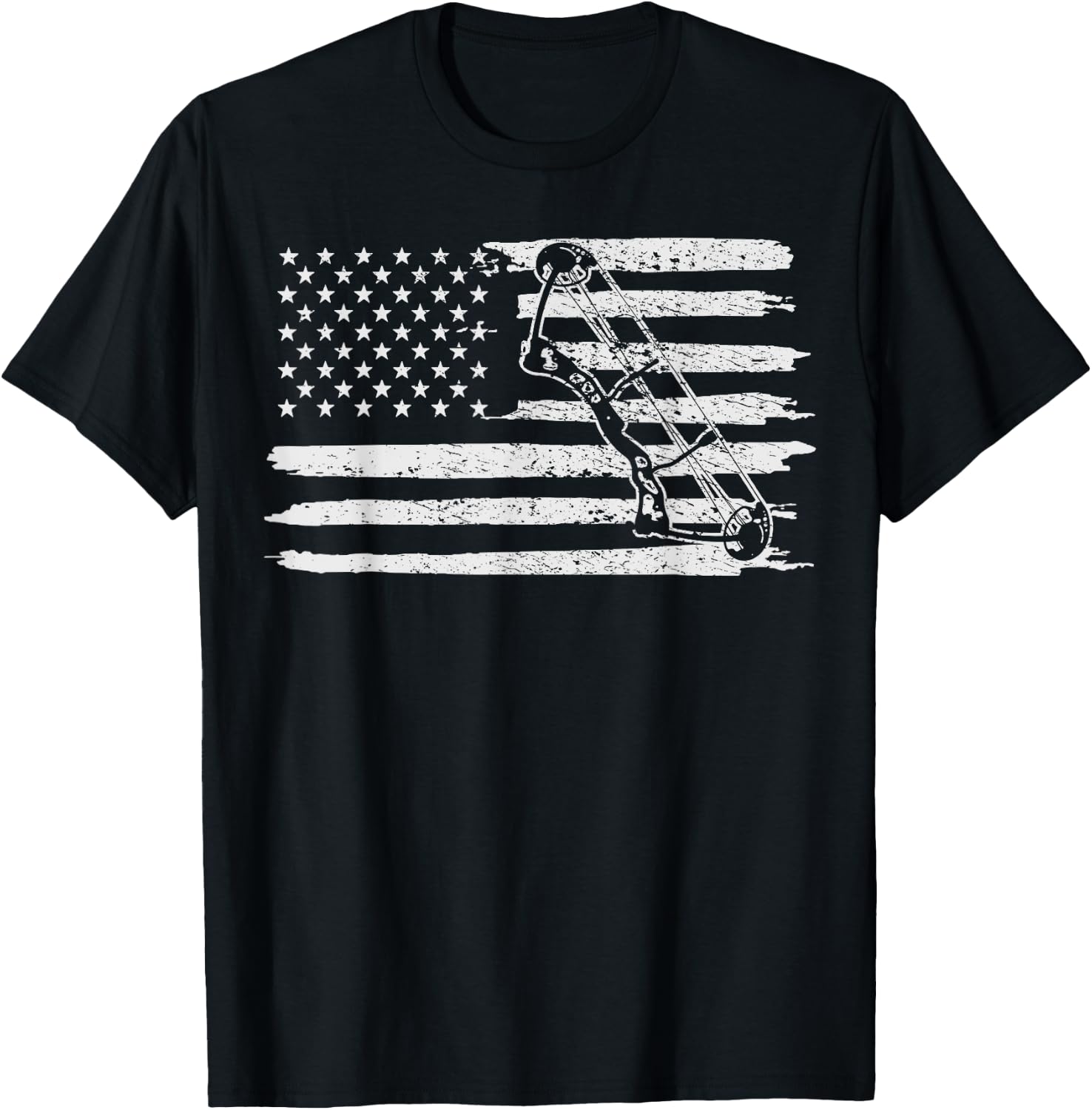 Archery Bow Hunting USA Flag 4th Of July Vintage T-Shirt - T-Shirt | Black