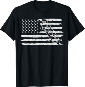 Archery Bow Hunting USA Flag 4th Of July Vintage T-Shirt - T-Shirt | Black