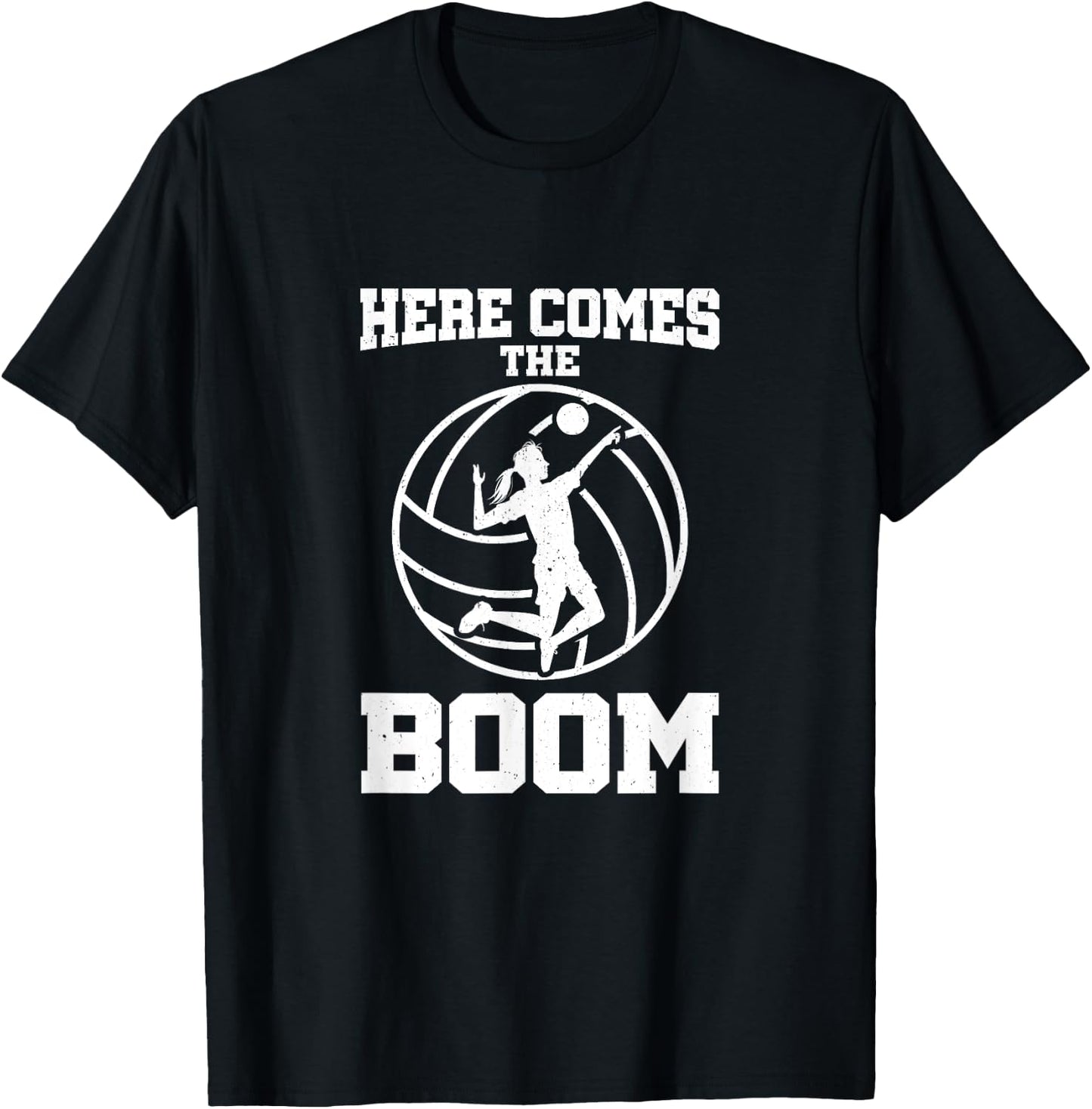 Here Comes The Boom Attack Hit Spike Volleyball T-Shirt - T-Shirt | Black