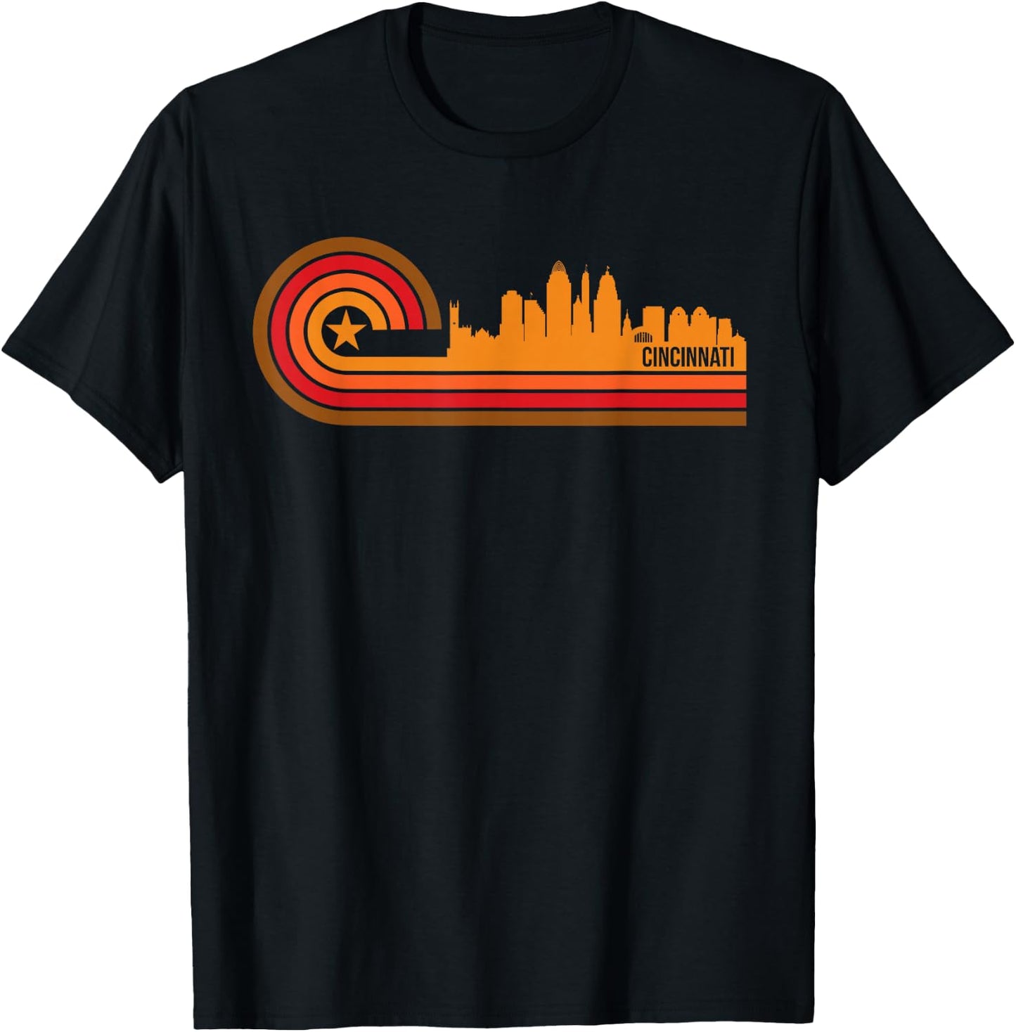 Retro Cincinnati - Cincinnati OH Skyline Shirt T-Shirt - T-Shirt | Black