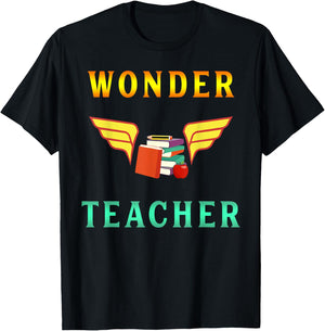 Wonder Teacher Instructor Professor Proud Literature Men Women Girls Kids T-Shirt - T-Shirt | Black