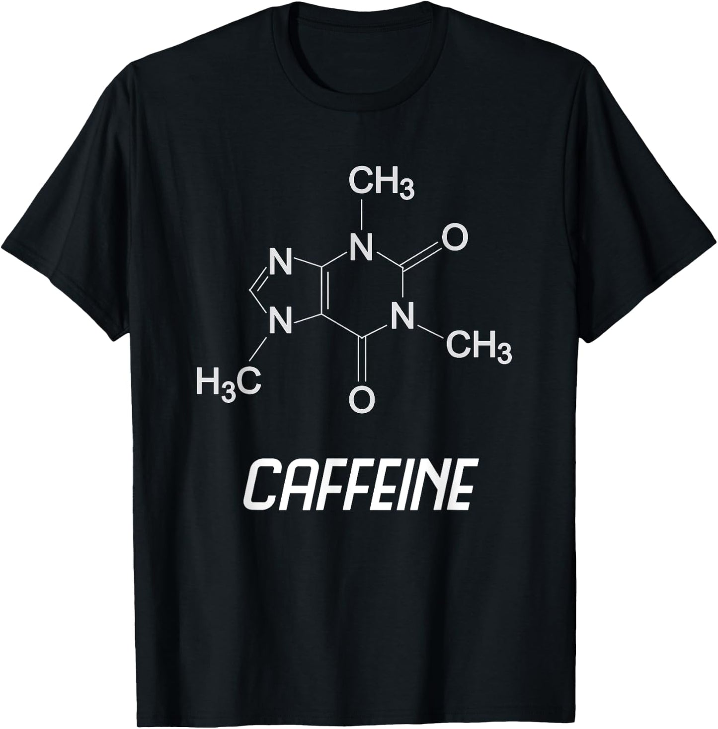 Caffeine Molecule Structure - Science & Coffee Lovers Gift T-Shirt - T-Shirt | Black