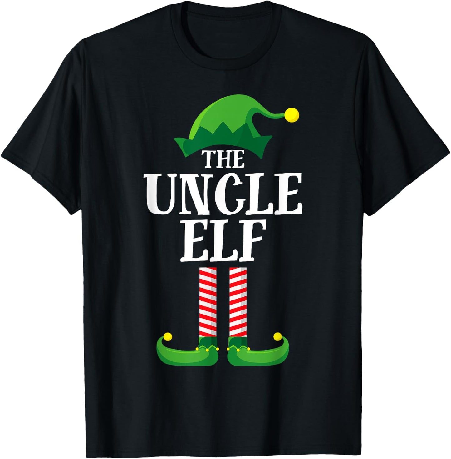 Uncle Elf Matching Family Group Christmas Party Pyjamas T-Shirt - T-Shirt | Black