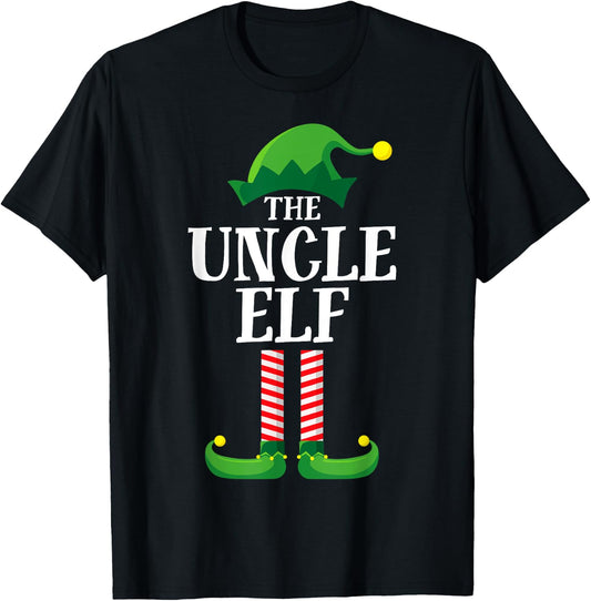 Uncle Elf Matching Family Group Christmas Party Pyjamas T-Shirt - T-Shirt | Black