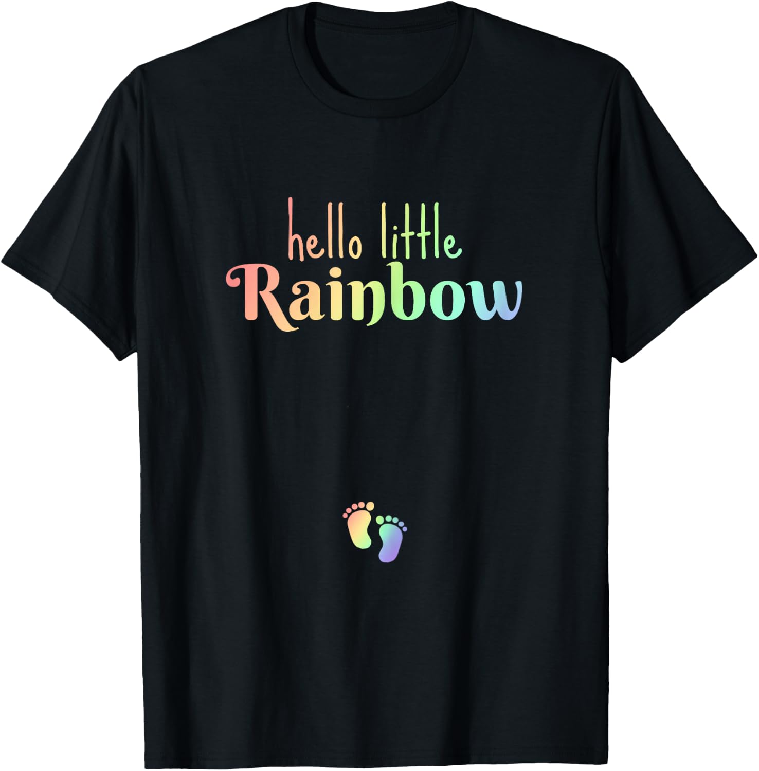 Hello Little Rainbow Pregnancy Announcement Baby After Loss T-Shirt - T-Shirt | Black