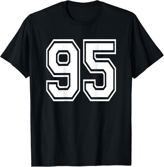 Number 95 Sports Player Number BACK Of Shirt Only T-Shirt - T-Shirt | Black