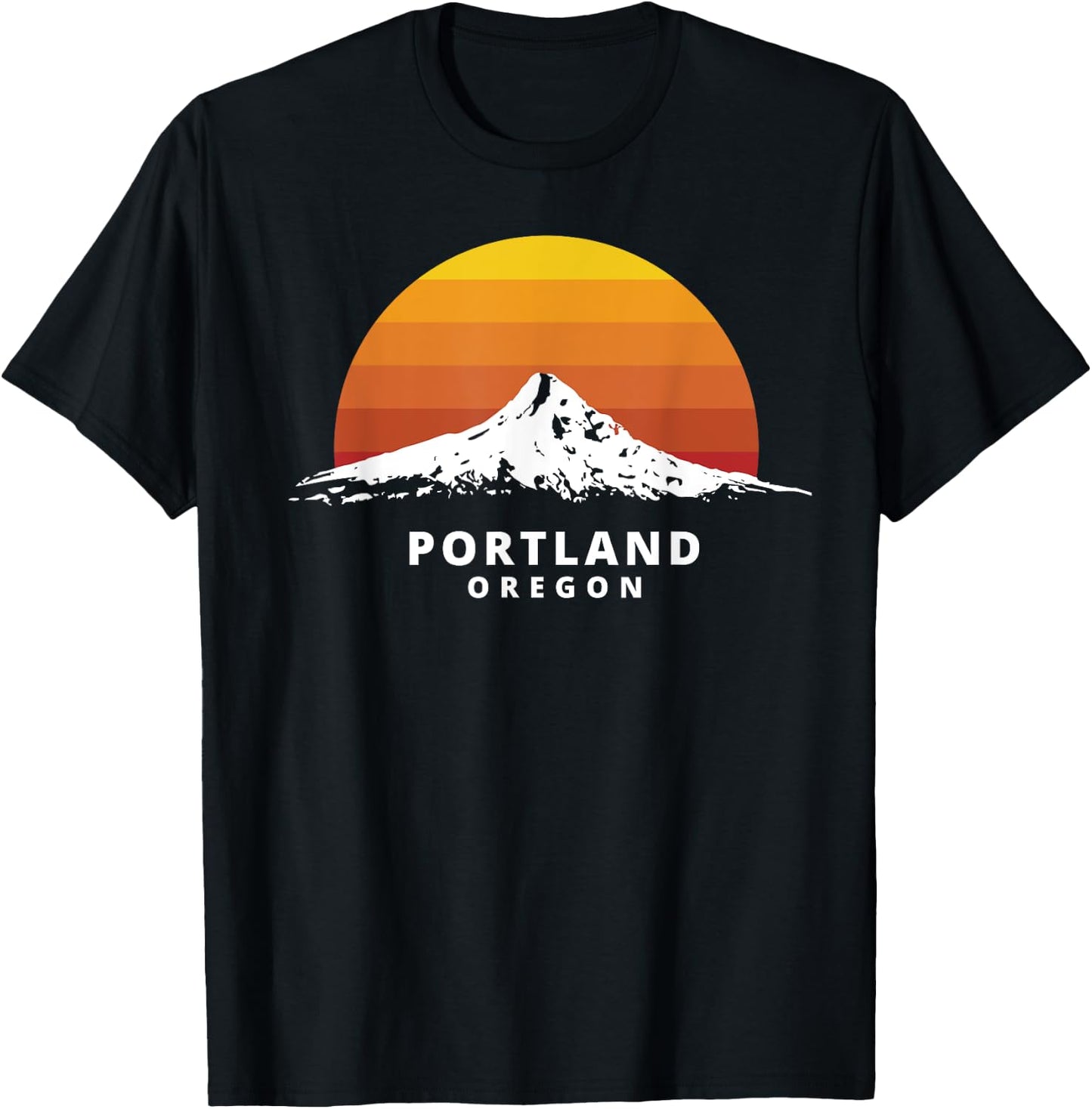 Portland Oregon Mt. Hood Sunset - Clean Variant T-Shirt - T-Shirt | Black