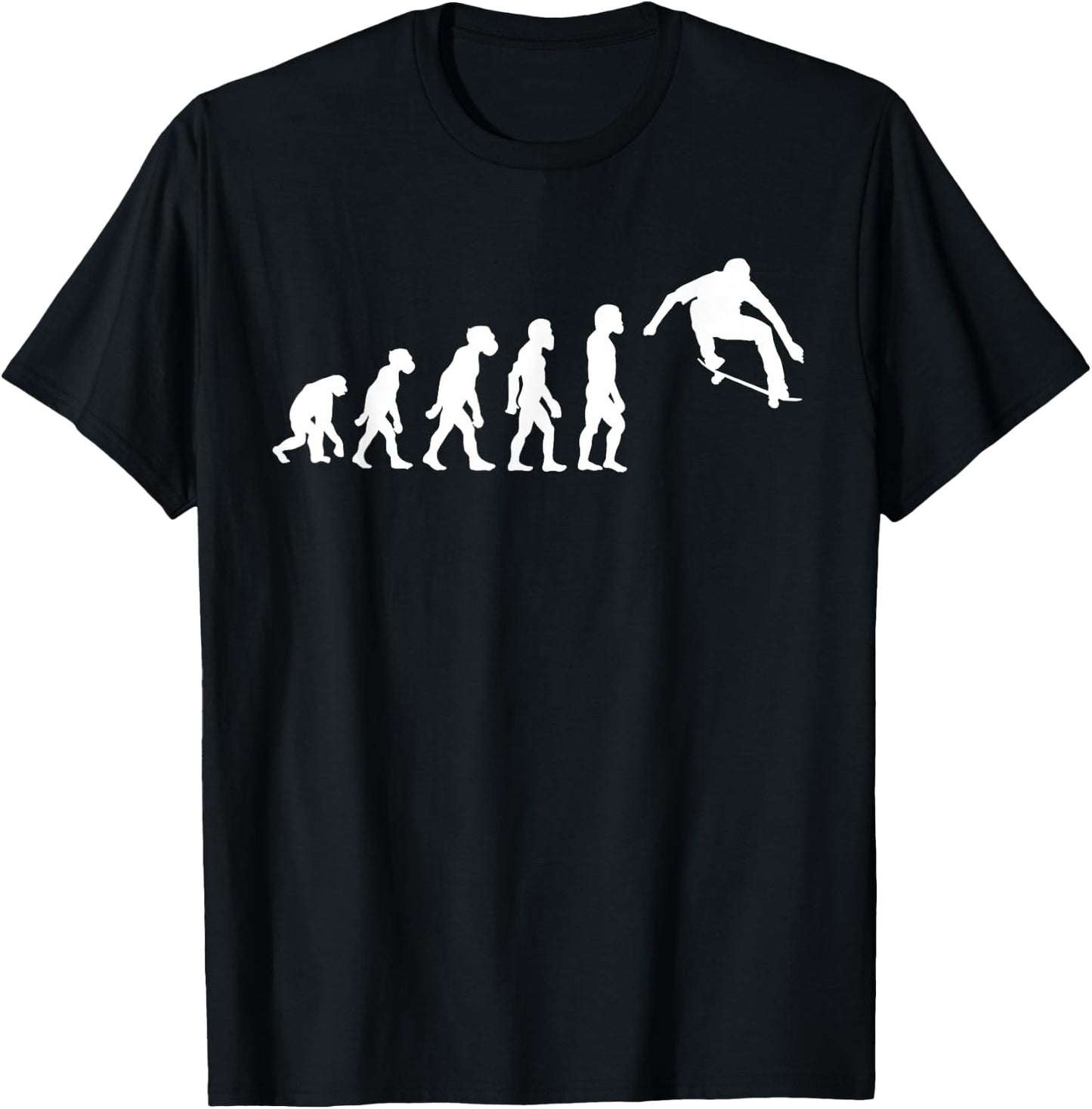 Funny Human Skateboarding Evolution Skater Skateboarder T-Shirt - T-Shirt | Black