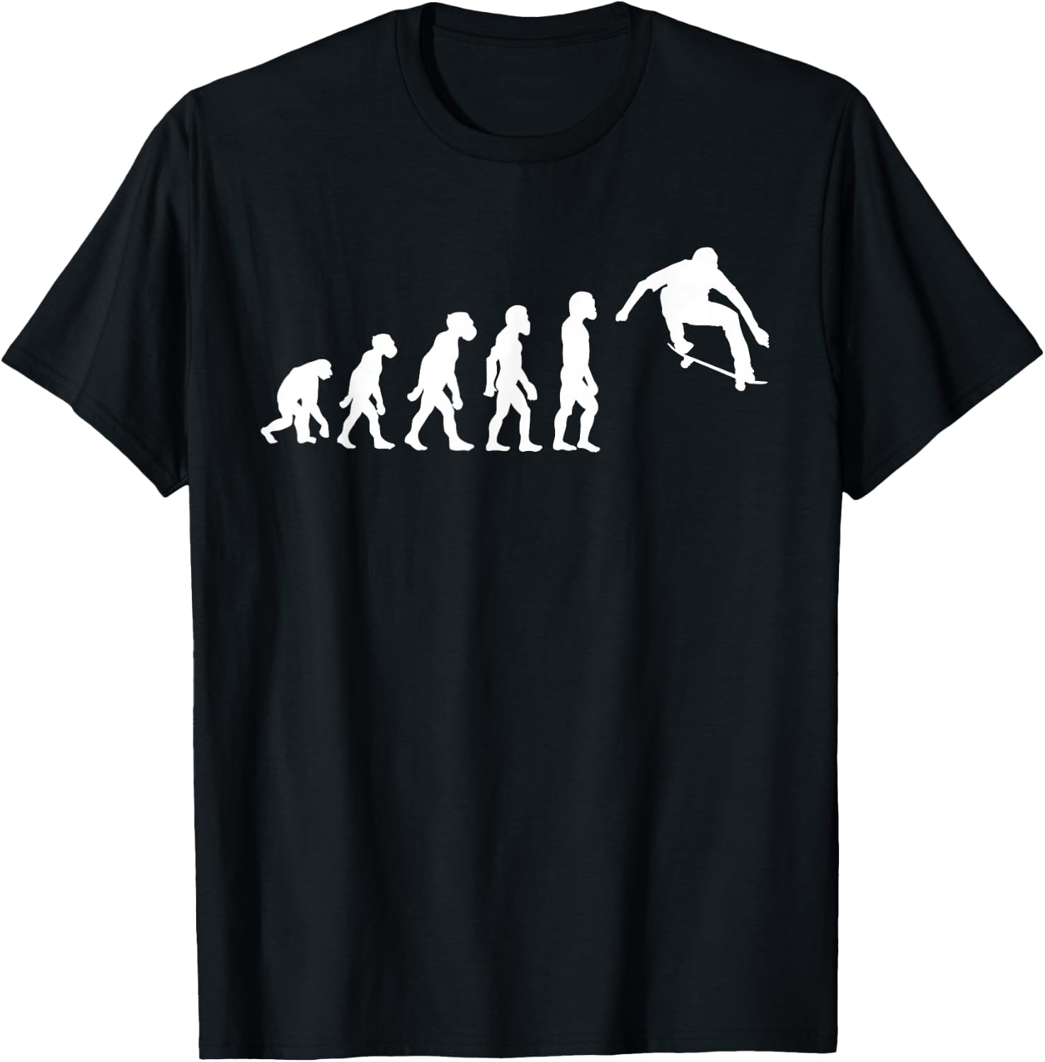 Funny Human Skateboarding Evolution Skater Skateboarder T-Shirt - T-Shirt | Black