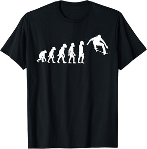 Funny Human Skateboarding Evolution Skater Skateboarder T-Shirt - T-Shirt | Black