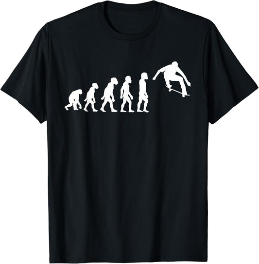 Funny Human Skateboarding Evolution Skater Skateboarder T-Shirt - T-Shirt | Black