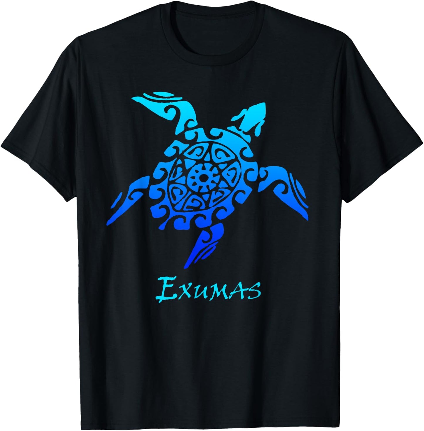 Exuma Bahamas Tribal Sea Turtle Tattoo Style Vacation T-Shirt - T-Shirt | Black