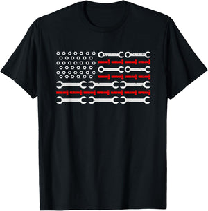 Nuts Bolts And Screwdrivers Auto Mechanic American Flag T-Shirt - T-Shirt | Black