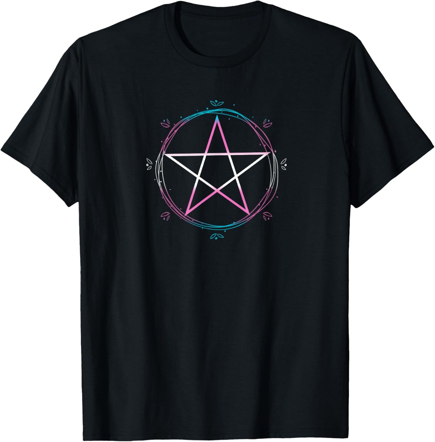 Transgender Pentagram Wiccan Pagan Trans Pride Flag Boho T-Shirt - T-Shirt | Black