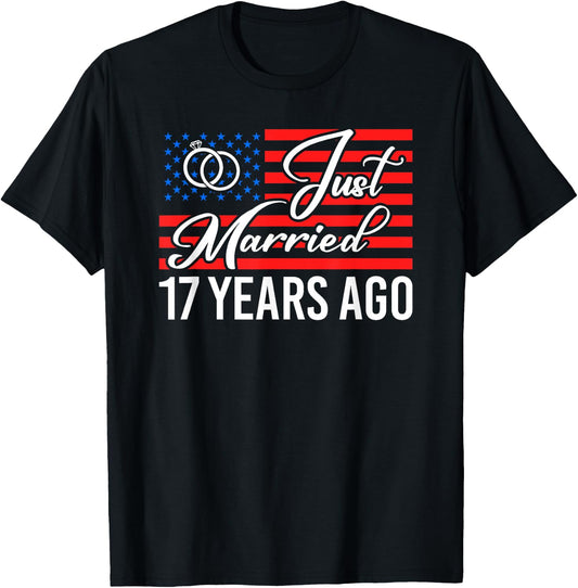Just Married 17 Years Ago 17th Husband Wife Anniversary T-Shirt - T-Shirt | Black