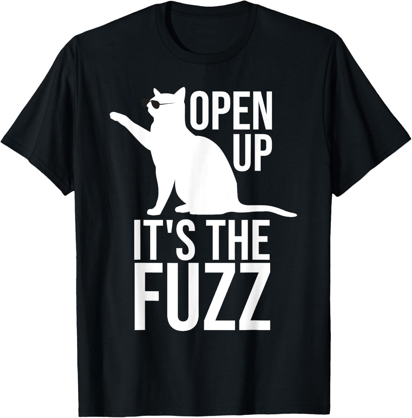 Funny Cat Shirt | The Fuzz Kitten Scratching Door Cat Pun Women Kids T-Shirt - T-Shirt | Black