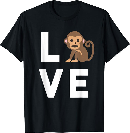 I Love Monkeys Funny Monkey Lover Kids Cute Monkey T-Shirt - T-Shirt | Black