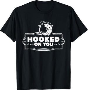 Hooked On you Fishing Gift , Woman & Kids T-Shirt - T-Shirt | Black