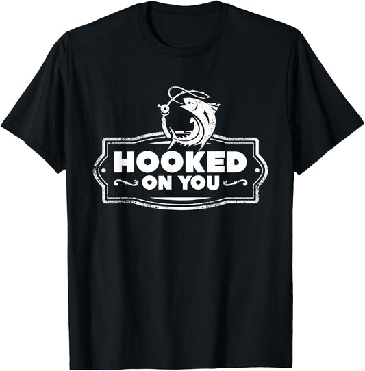 Hooked On you Fishing Gift , Woman & Kids T-Shirt - T-Shirt | Black
