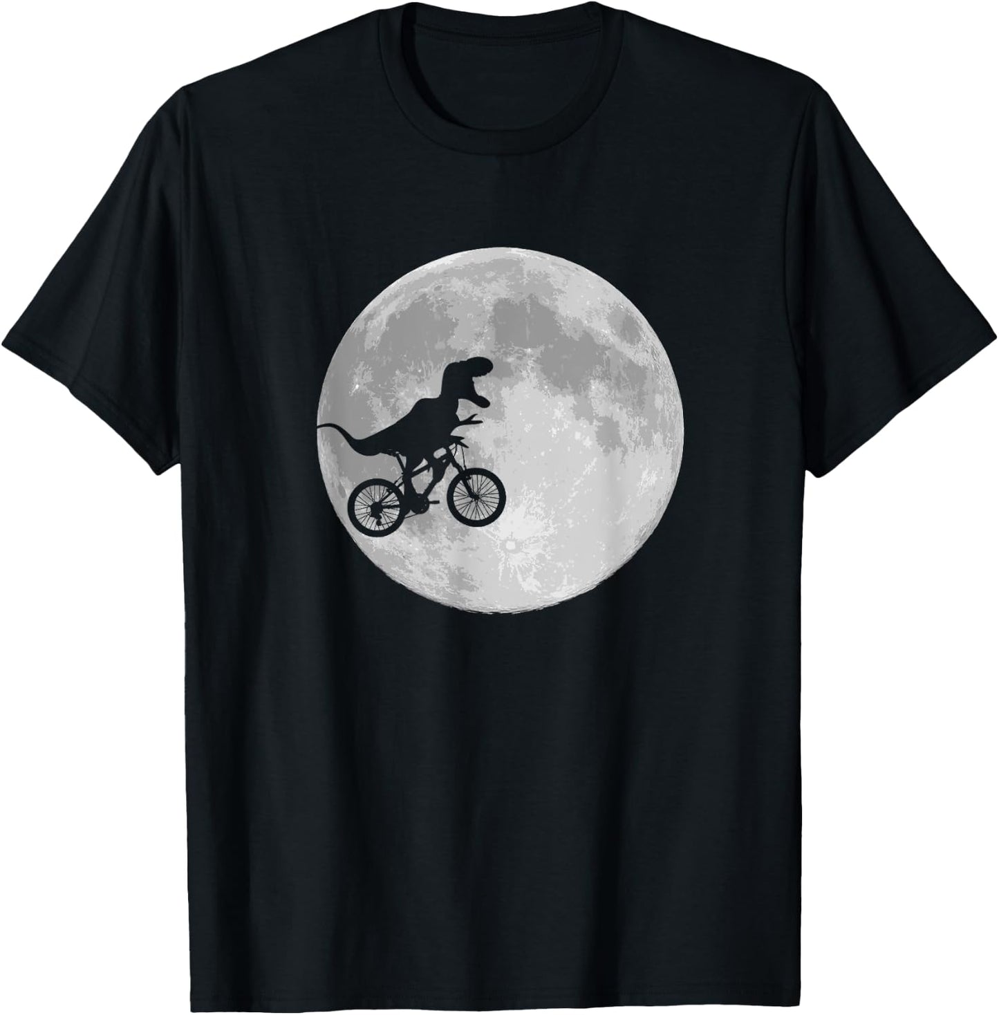 Dinosaur Bike and Moon shirt retro 80's funny T-Shirt - T-Shirt | Black