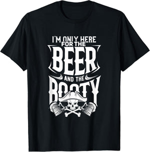 Beer And the Booty, Fun Drinking Pirate T-Shirt - T-Shirt | Black