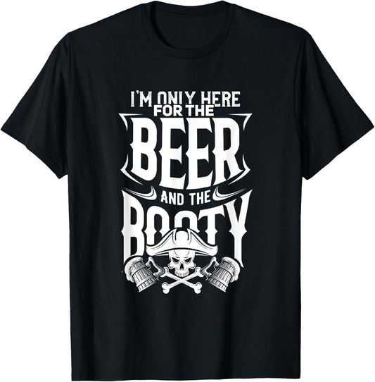 Beer And the Booty, Fun Drinking Pirate T-Shirt - T-Shirt | Black